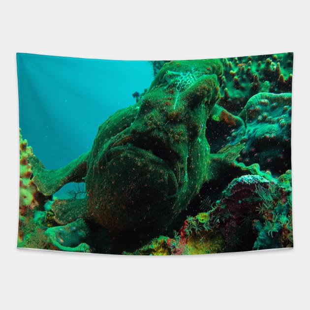 Giant Green Frogfish Tapestry by likbatonboot