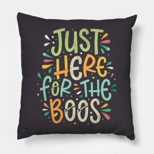 Spirit-Loving Humor Here for the Boos Witty Halloween Ghost Pillow