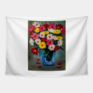 Some abstract mixed flowers in a metallic vase Tapestry