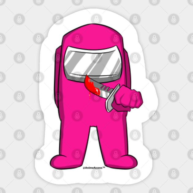 Among Us Impostor Knife Pink Among Us Sticker Teepublic Among Us Impostor Knife Pink Among Us Sticker Teepublic