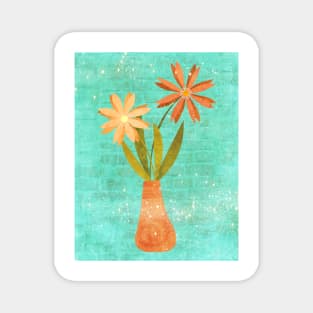 Orange Flowers in Vase Magnet