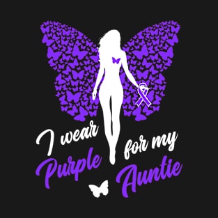 I Wear Purple For My Auntie Support Awareness T-Shirt