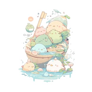 Foodiies Collection - Veggie Foodiies Taking A Deep Cleansing Bath Together | Kawaii Aesthetic Anime Food Design | PROUD OTAKU T-Shirt