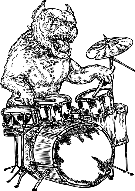 SEEMBO Pitbull Playing Drums Drummer Musician Drumming Band Kids T-Shirt by SEEMBO