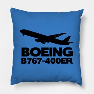 Boeing B767-400ER Silhouette Print (Black) Pillow