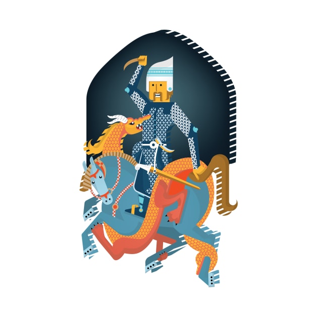 A Prince On Horseback Attacked By A Dragon by ashkan