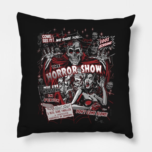 Horror movie Monsters spook show Pillow by monstermangraphic