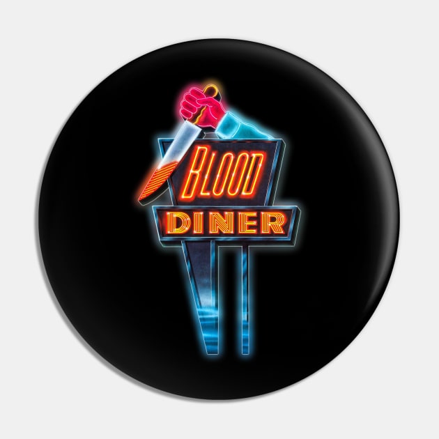 Blood Diner )( Retro Cult Classic Horror Fan Art Pin by darklordpug