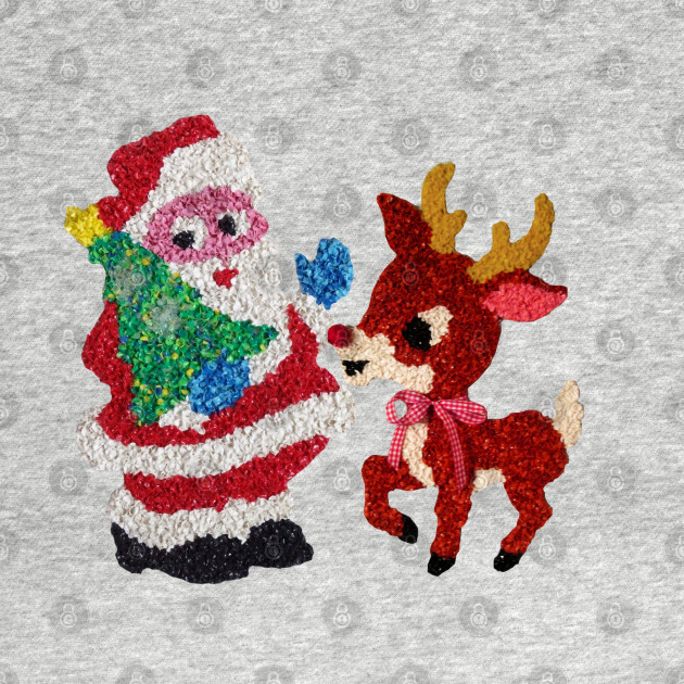 Santa & Rudolph Vintage Melted Plastic - Christmas - T-Shirt