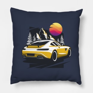 Yellow GT Supercar Pillow