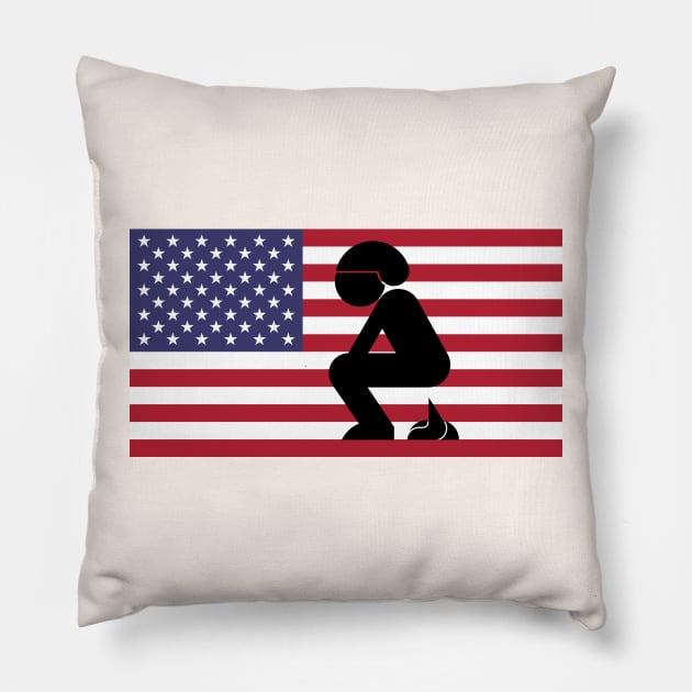 Pooping On The American Flag Pillow by dikleyt