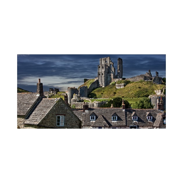 Corfe Castle, Dorset, UK, Over the Village Rooftops by Chris Lord