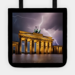 Iconic World Landmarks During A Thunderstorm: Brandenburg Gate Berlin Tote