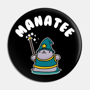 Manatee Magician Kawaii Fantasy Pun Pin