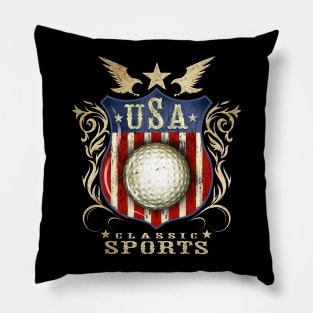 USA Classic vintage Golf sports logo. Pillow