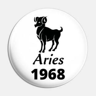 Black Aries Zodiac 1968 Pin