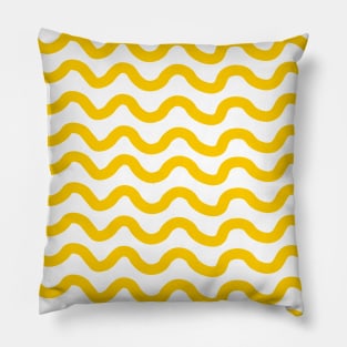 Yellow horizontal wavy lines pattern Pillow