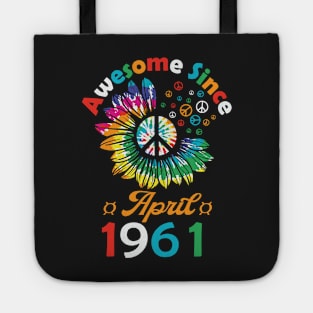 Funny Birthday Quote, Awesome Since April 1961, Retro Birthday Tote