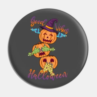 Triple Funny Halloween Pumpkin Head Pin