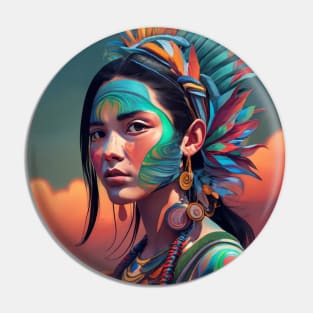 Native Indigenous Art Photorealism Pin