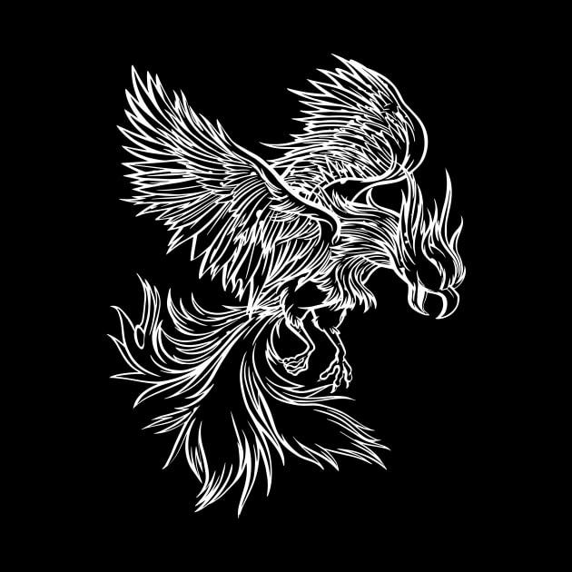 Phoenix  bird reborn from the ashes in white by FelippaFelder