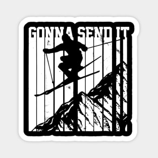 Gonna Send It Vintage Freestyle Skiing Magnet