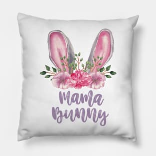 Mama Bunny Watercolor Bunny Ears with Pink and Purple Pillow