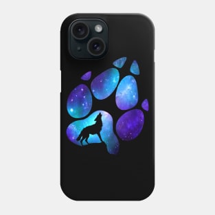 Dramabite Wolf Paw Galaxy Surreal Wild Lone Wolves Double Exposure Stars Phone Case