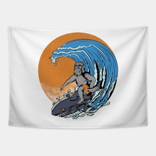 Gorilla & Shark Surfing Tapestry