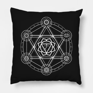 7 Chakras - Sacred Circle - balanced chakras - White Pillow