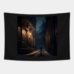 Snowy Street Magic Tapestry