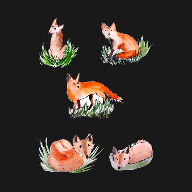 Playful Cute Foxes by julyperson