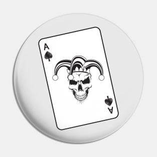 Evil Jester Ace of Spades Skull Playing Card Pin