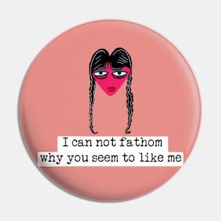 Wednesday Addams quote Valentines card - sticker - sock with black text Pin