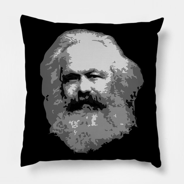 Karl Marx Black and White Pillow by Nerd_art