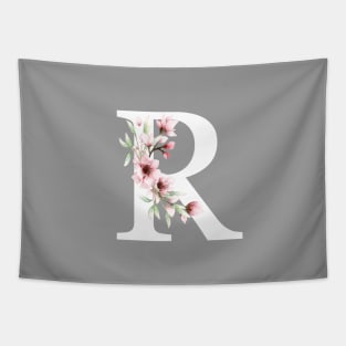 Letter R Monogram With Cherry Blossoms Tapestry