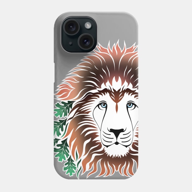 Lion Head with Oak Leaves Phone Case by sleepingdogprod