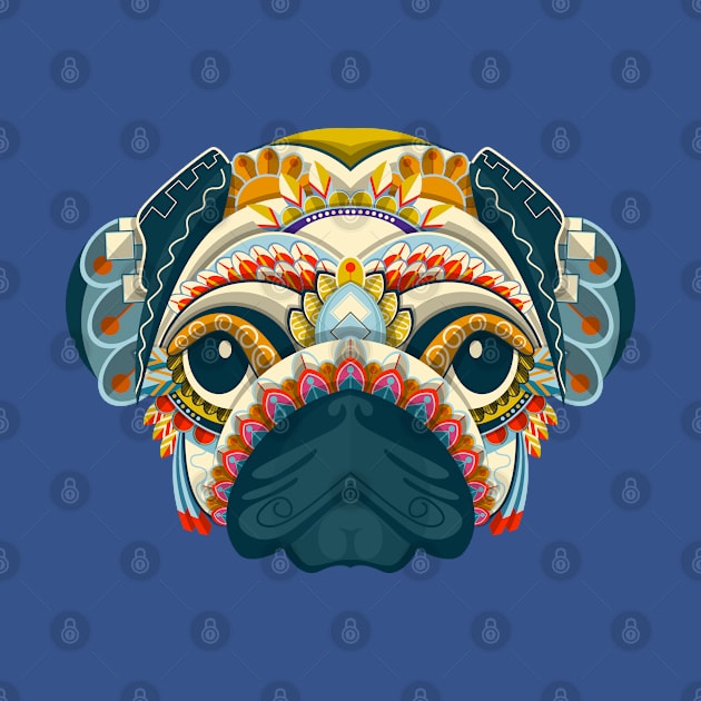 colorful pug head by Mako Design 