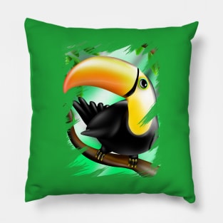 Toucan bird yellow - tropical style Pillow