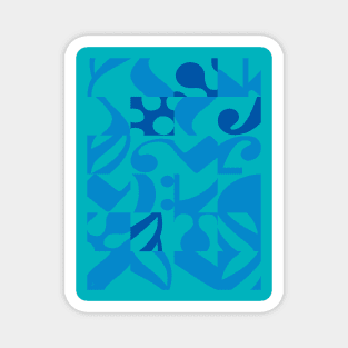 Musical Notes Turquoise and Blue Pattern Magnet