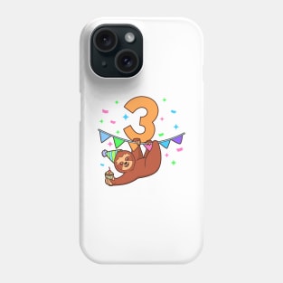 I am 3 with sloth - kids birthday 3 years old Phone Case