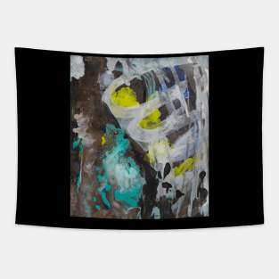 White and Turquoise Abstract Painting Tapestry