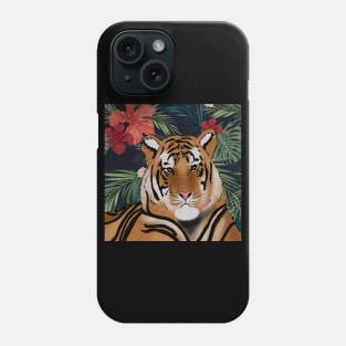 Tropcial Art with Beautiful Tiger Floral Phone Case