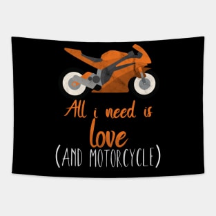 Motorcycle all you need is love Tapestry