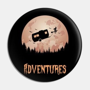 Witch Adventure With Broomstick And Campervan. Pin