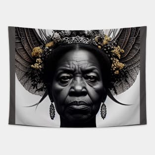 Dignissima elderly lady with precious adornments Tapestry