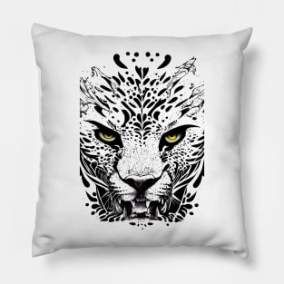 Cheetah Wild Animal Nature Illustration Art Tattoo Pillow