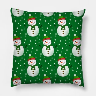 GREEN Snowman Pattern Pillow
