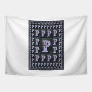 CAPITAL LETTER P. MAGIC CARPET Repeated Size Reductions Tapestry