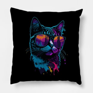 Maine cat with Sunglasses Pillow